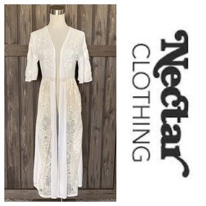 Nectar Clothing Boho Lace & Embroidery Duster (S)